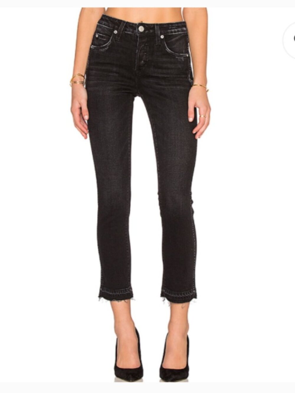 AMO Babe Raven Ink Washed Black Button Fly Jean 30 *FLAW*